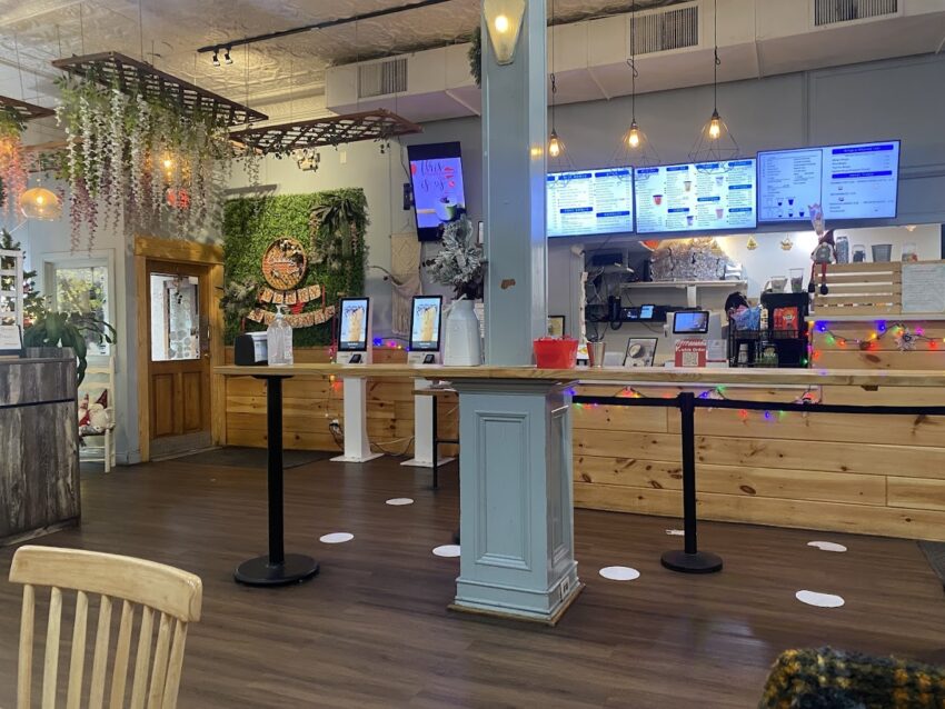 the interior of bubble cafe