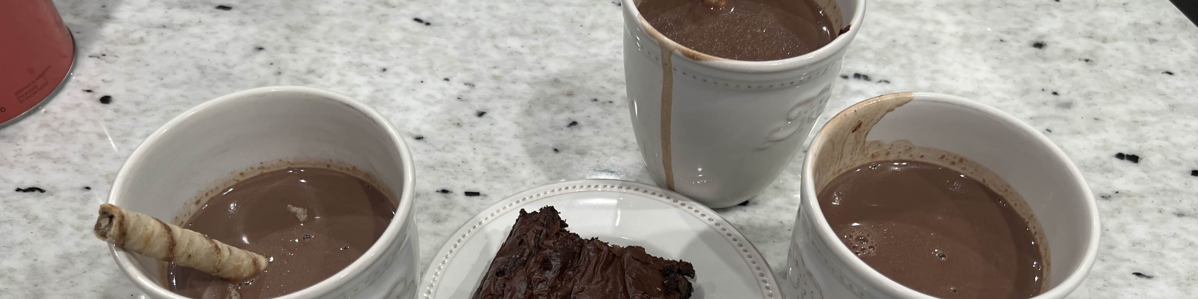A picture of three mugs of hot chocolate