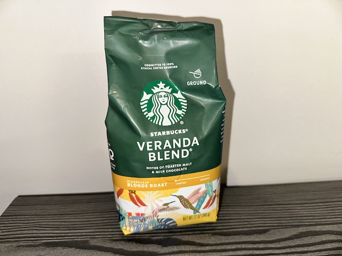 A picture of a bag of Starbucks Veranda Blend ground coffee.
